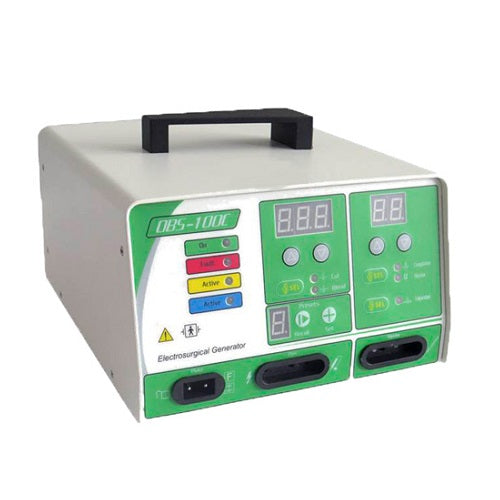 Electrocauterio monopolar y bipolar MSI de la marca Beracah Medica, dispositivo médico con controles y cables visibles.