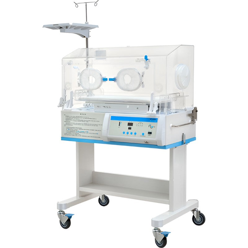Incubadora térmica neonatal Beracah Medica NK-09A con puerta lateral y control de temperatura para cuidado neonatal.