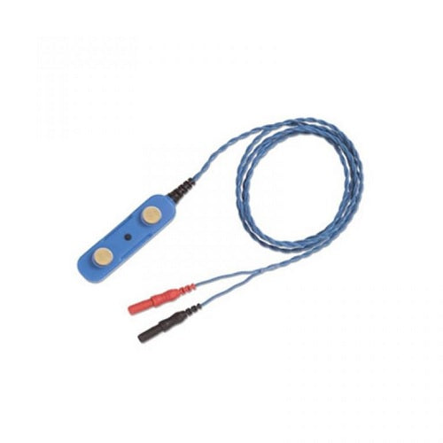 Electrodo de barra EMG con cable conductor chapado en oro para neurología, marca Beracah Medica, en color plateado y cable negro