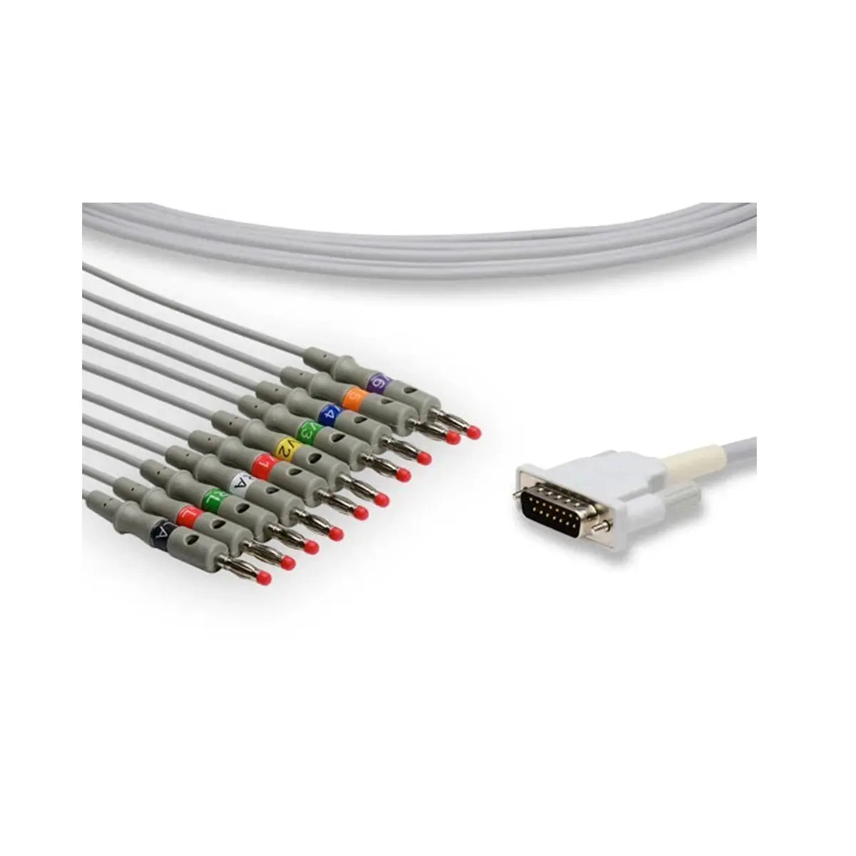 Cable de 10 puntas para ECG de 12 derivaciones con conector tipo banana, compatible con electrocardiógrafos Beracah Medica