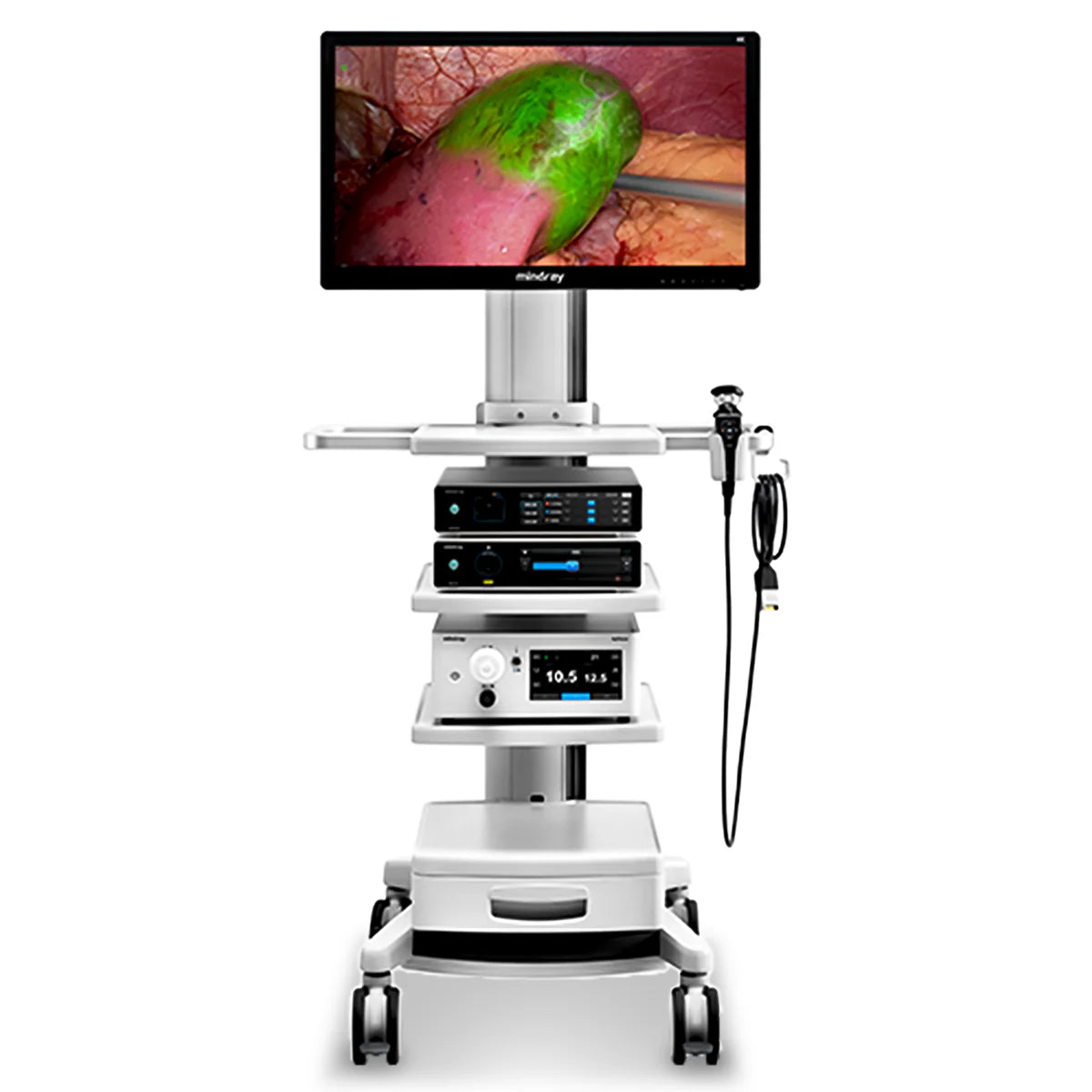 Torre para laparoscopia 4K HyPixel R1 de Beracah Medica con monitor de 31 pulgadas, equipo médico especializado para cirugías.