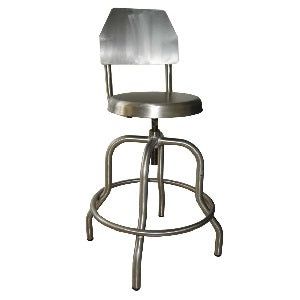 Banco giratorio tubular cromado de consultorio con respaldo, asiento acolchado y base estable, de la marca Beracah Medica.