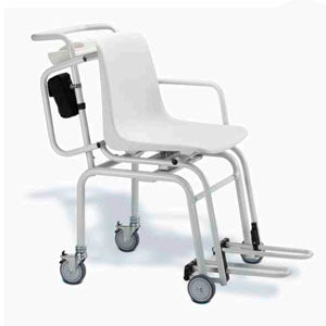 Báscula silla MSI de Beracah Médica con transmisión inalámbrica para pesaje en posición sentada, en color gris.