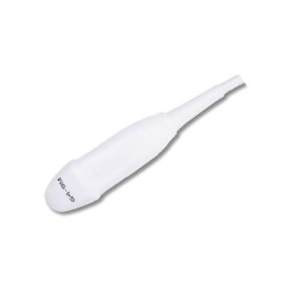 Transductor microconvexo G4-9M de Vinno, dispositivo de ultrasonido de marca Beracah Medica, con superficie de contacto y cables.