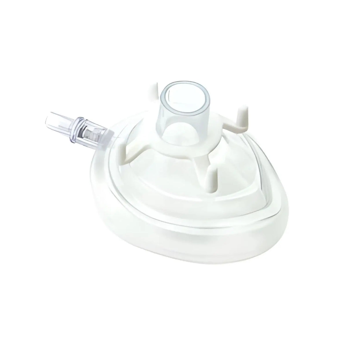 Mascarilla facial para neonato de anestesia Beracah Medica con cojín de aire blanco, diseñada para uso en procedimientos médicos.