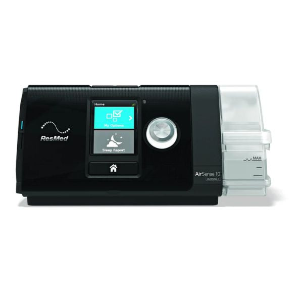 Dispositivo de terapia AirSense™ Autoset 10 con HumidAir de Beracah Medica, ventilador CPAP para tratamiento de apnea del sueño.