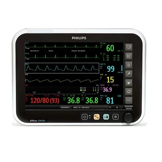 Monitor para paciente Efficia CM120 de 12 pulgadas con ECG, temperatura, SpO2, etCO2 y IBP, de la marca Beracah Medica