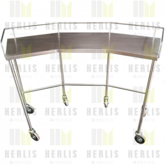 Mesa riñón económica de acero inoxidable y estructura cromada MSI de 39x1.35x91 cm, de Beracah Medica.