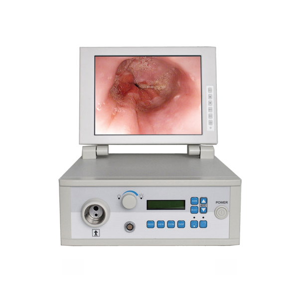 Cámara de video para endoscopia Beracah Medica con procesador de imagen y monitor de vídeo en pantalla.