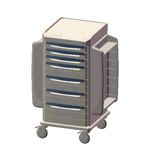 Carro para medicamentos Beracah Medica modelo StarSys de 113.7x57.8x113.7 cm con estantes y ruedas para curaciones y medicinas
