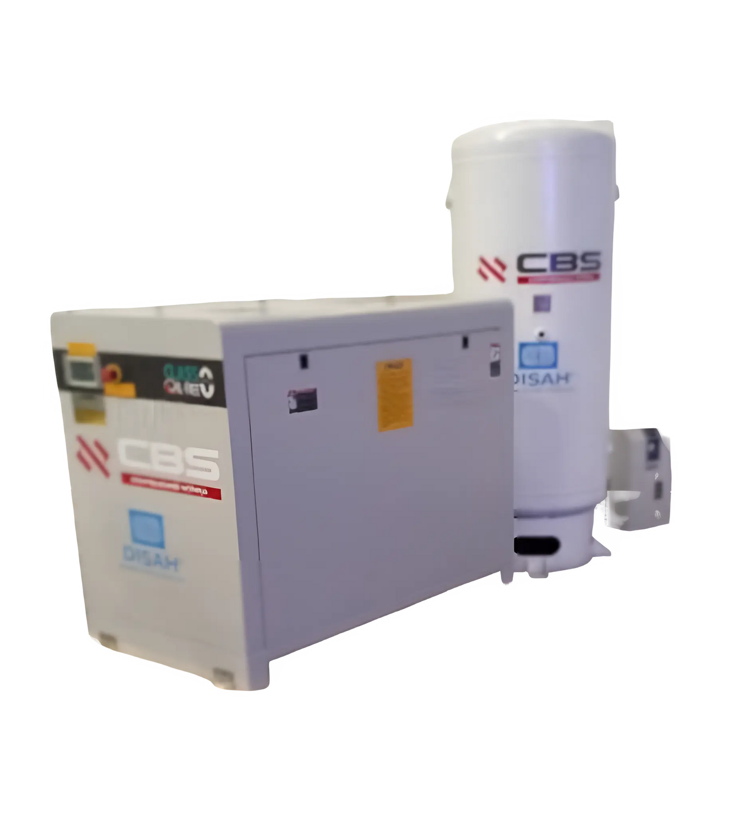 Compresor médico de 10 HP duplex WEG con dos motores de 5 HP y tanque de 500 litros en color metálico.