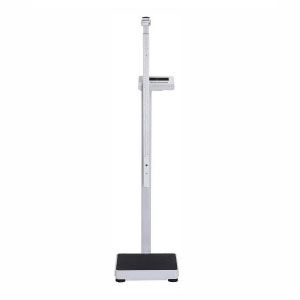 Báscula electrónica digital con estadímetro manual de columna Beracah Médica, capacidad de 300 kg, sin ruedas.