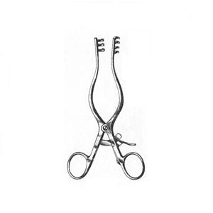 Separador de Weitlaner agudo MSI de 16.5 cm con 3x4 dientes, marca Beracah Medica, en uso en un entorno médico.