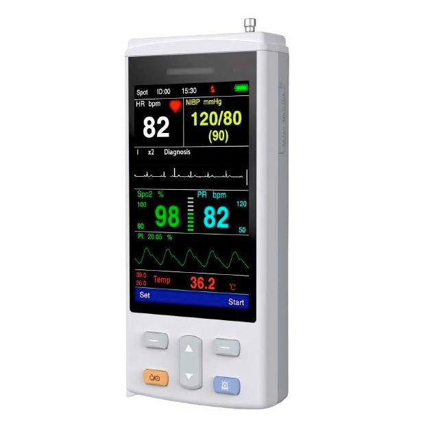 Monitor portátil de signos vitales MiniBalam de Beracah Médica con pantalla de 3.5", SpO2, temperatura y PANI.