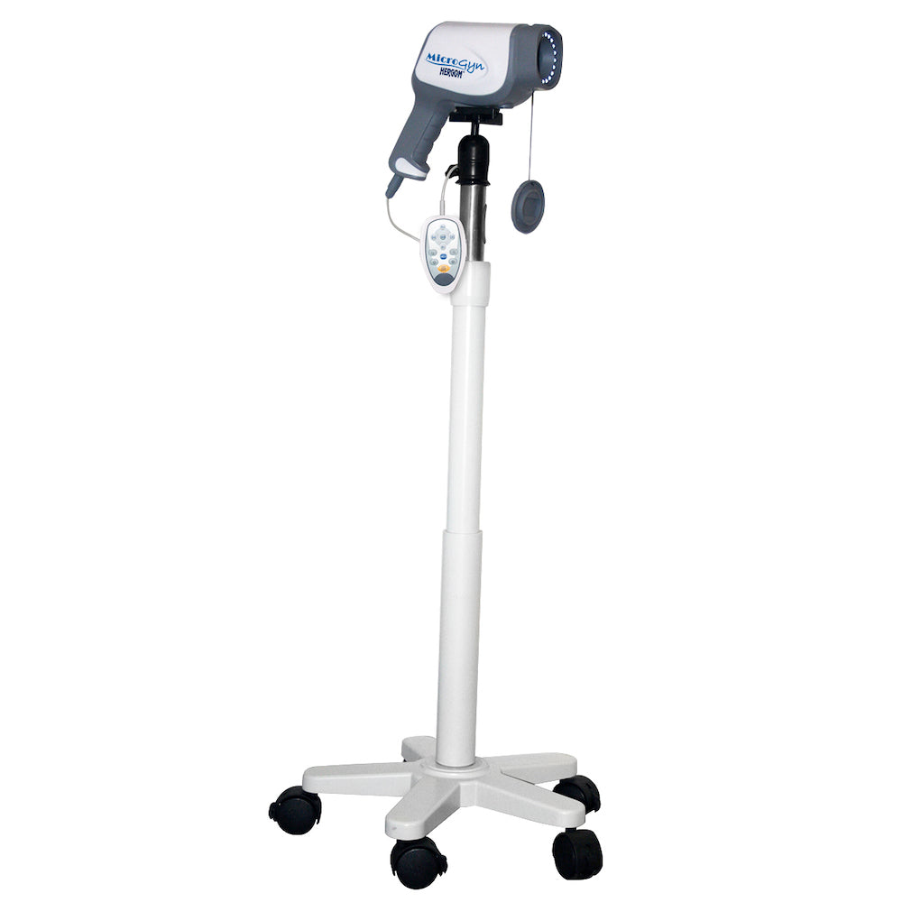 Colpocámara veterinaria Beracah Medica con pedestal, equipo médico para exámenes ginecológicos en animales.