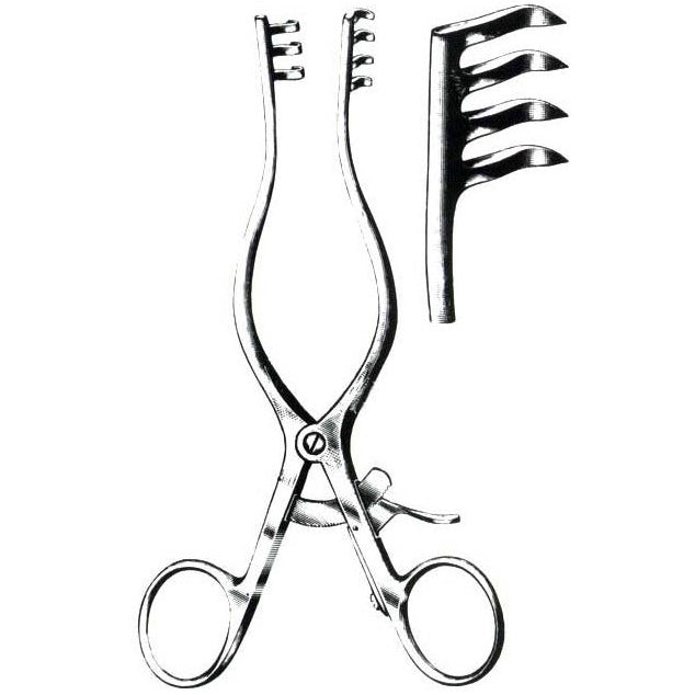 Separador Weitlaner de 20.3 cm con 3x4 garras romas, herramienta quirúrgica de la marca Beracah Médica.