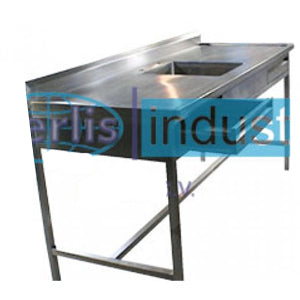 Mesa alta MSI de 150 cm con fregadero central y cajones, en medidas 150x70x90 cm, sin accesorios, marca Beracah Medica
