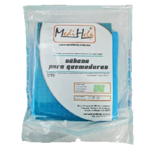 Sábana térmica azul para quemados Beracah Médica, esteril 180x90cm, material suave y resistente para atención médica.