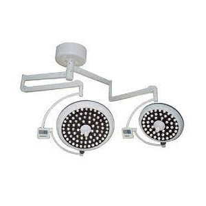 Lámpara doble para quirófano LED ecoStar de Beracah Medica con iluminación de 180,000 lux, foco de techo para cirugías.