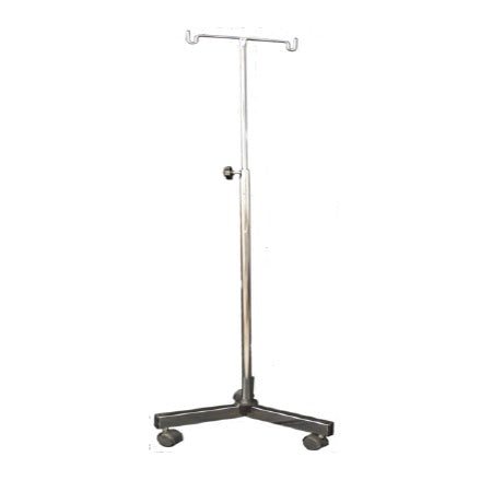 Porta sueros MSI de acero inoxidable para venoclisis, base triple, diseñado por Beracah Medica, muestra estructura resistente y moderna.