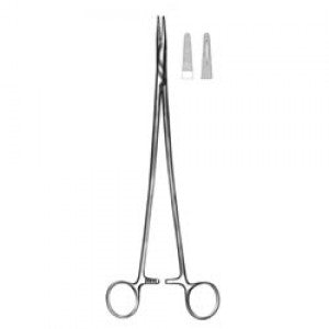 Porta agujas de Mayo Hegar de 20 cm de la marca Beracah Medica, con mango de acero inoxidable y diseño ergonómico.