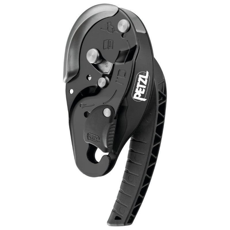 Descensor autofrenante negro I’D® S para cuerda de 10-11.5mm, usado en rescate, de la marca Beracah Medica.