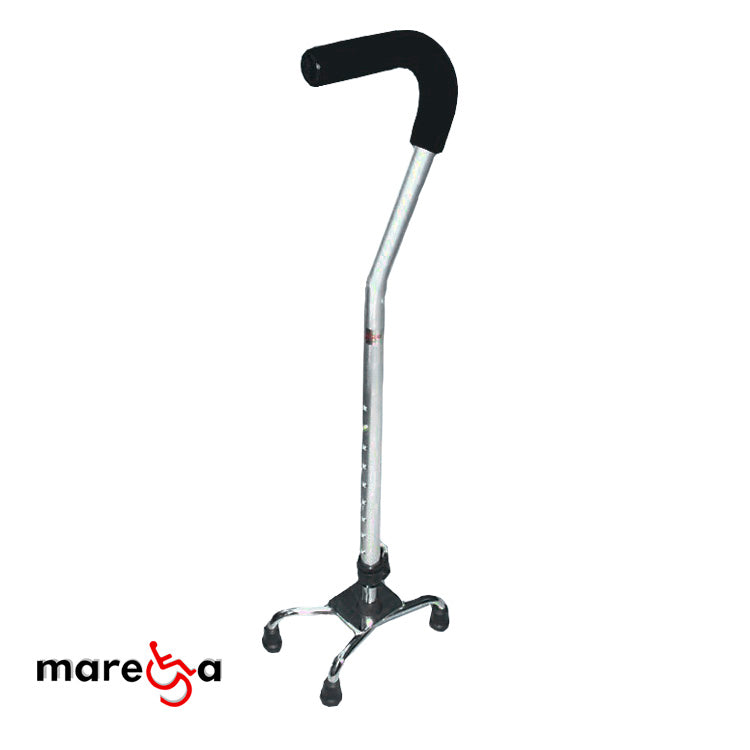 Bastón de 4 apoyos con extensión tipo cuello de ganso de la marca Beracah Medica, con empuñaduras ajustables y base estable