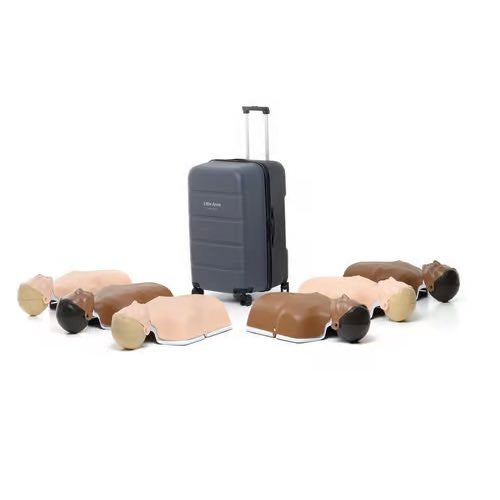 Set de 6 mascarillas RCP Little Anne Combo de Beracah Medica, con diseño compacto y protección para primeros auxilios.
