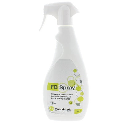 Spray desinfectante de 750ml de Beracah Medica para superficies altas con contacto alimenticio, caja con 12 unidades.