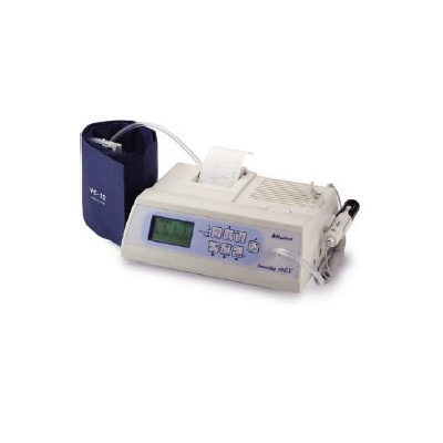 Doppler digital bi-direccional y doble canal MSI Beracah Medica con transductor de 8 MHz, muestra el dispositivo y el transductor.