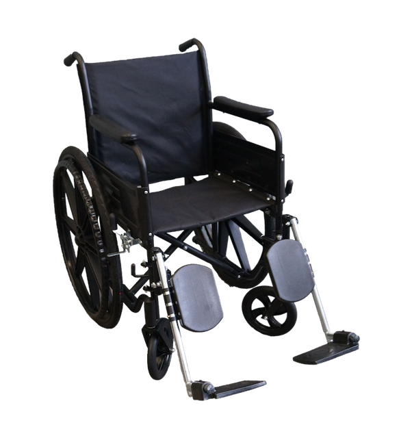 Silla de ruedas estándar Beracah Medica con pedal abatible y estructura resistente, diseñada para comodidad y movilidad.
