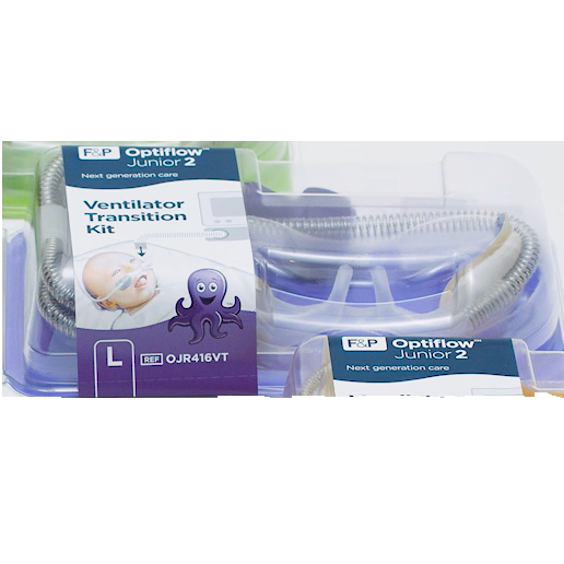 Circuito de transición entre interfaz nasal y ventilador Optiflow Junior 2 G, para ventilación y anestesia, de Beracah Medica.