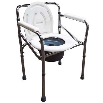 Silla cómoda de acero cromado ajustable en altura, con asiento y respaldo acolchados, marca Beracah Médica.