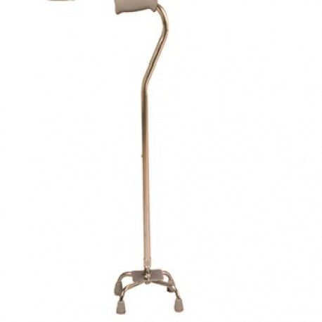 Bastón de aluminio de 4 apoyos con base metálica en color bronce de la marca Beracah Médica, para soporte y estabilidad.