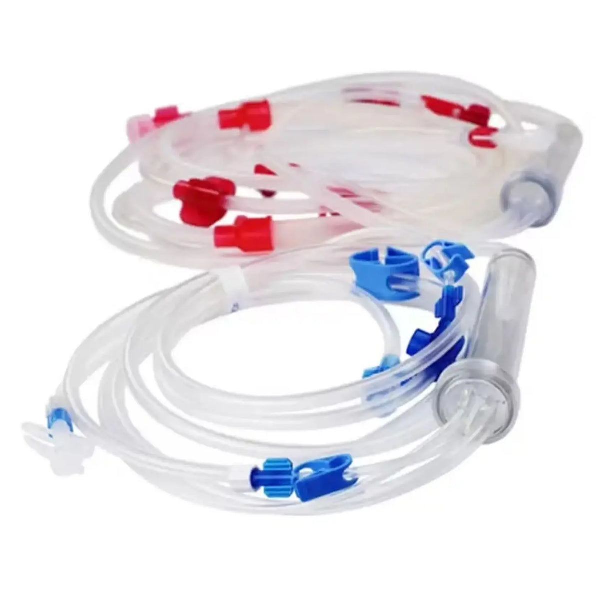 Set de líneas arterovenosas para hemodiálisis Beracah Medica, color azul, con 24 unidades, de 8x12x350 mm en caja.