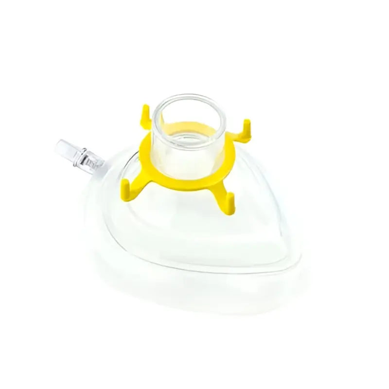Mascarillas para anestesia pediátricas Beracah Medica SURE-SEAL® Amarillas con cojín de aire y pivote de insuflación, caja con 20 piezas.