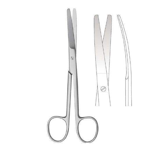 Tijeras Mayo curva de 14 cm de la marca Beracah Medica, con hojas afiladas y mangos ergonómicos para corte preciso.