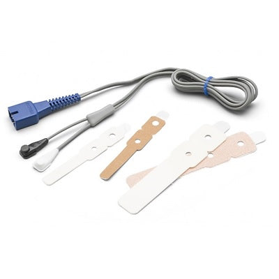 Sensor reusable para SPO2 neonatal y adulto de la marca Beracah Medica, con cables para oxímetros multisitio.