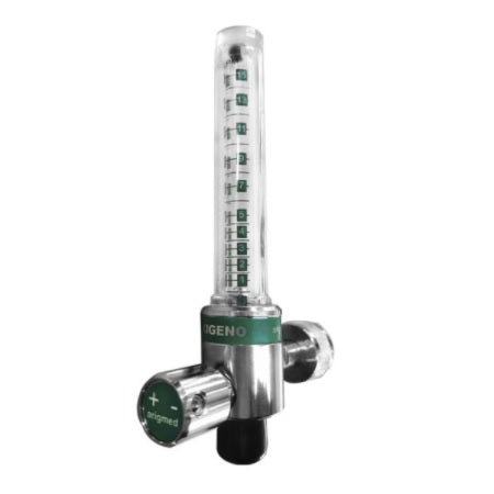 Flujómetro sencillo para oxígeno Beracah Médica, rango 0-15 LPM, con conector tipo AGA MC70 en imagen.