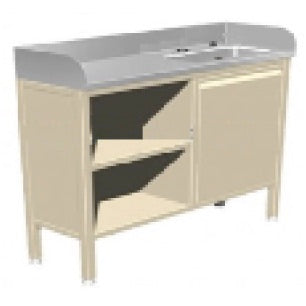 Gabinete MSI para toma de muestras de 90x30x100 cm en color neutro, con puertas y espacio para almacenamiento.
