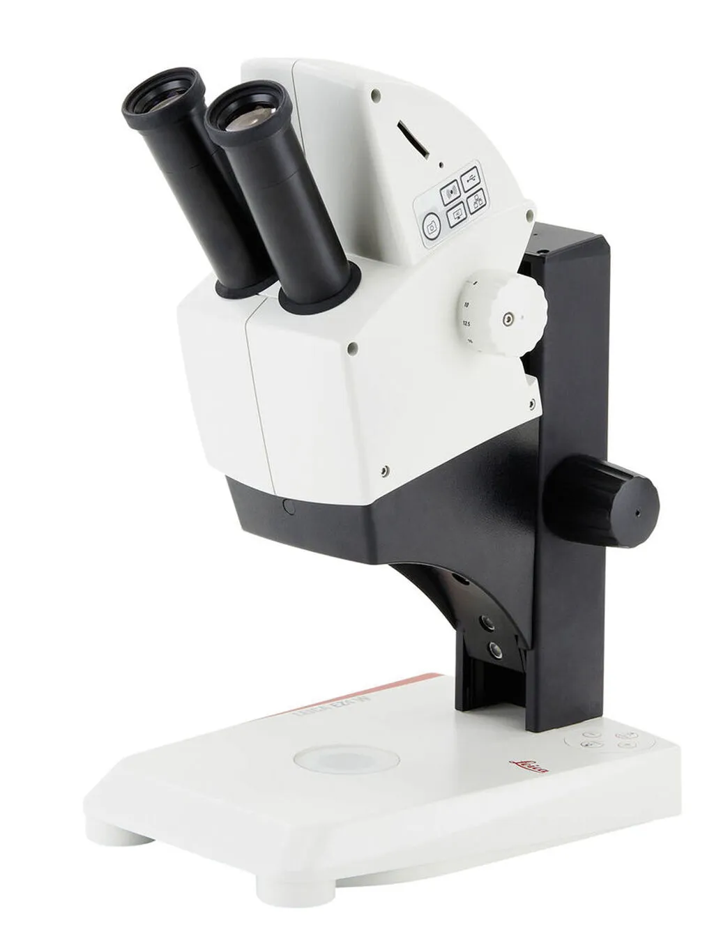 Microscopio estereoscópico Beracah Medica Series E Mod. EZ4 W con cámara CMOS de 5MP mostrando la cabeza y objetivos del microscopio