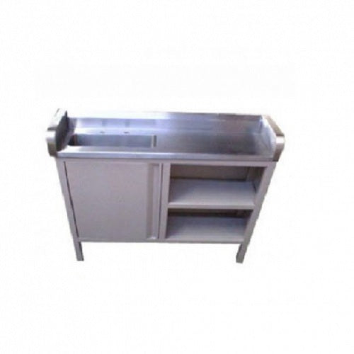 Gabinete MSI Beracah Medica para toma de muestras con fregadero izquierdo, en color gris y con superficie resistente de trabajo.
