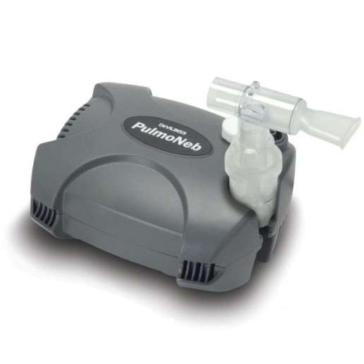 Nebulizador de compresor Beracah Medica para tratamiento respiratorio, con boquilla y manguera visible en la imagen.