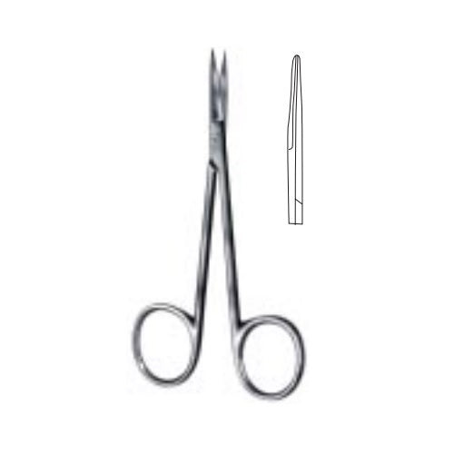 Tijeras de iris rectas Beracah Medica de 11.5 cm con hoja de tungsteno, ideales para cortes precisos en cirugía y estética.