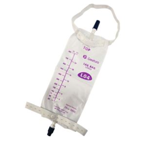 Contenedor de residuos biológicos Beracah Médica, bolsa recolectora de orina para pierna con cinturón, capacidad 800ml, caja c/50 unidades.