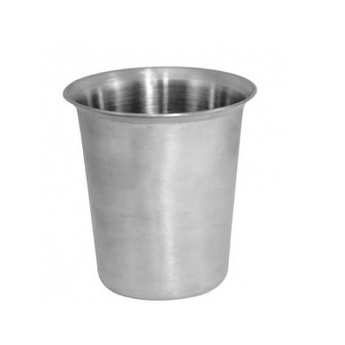 Vaso para medicamentos de 140 ml de acero inoxidable, tipo taza o vaso, de la marca Beracah Medica, con superficie brillante.