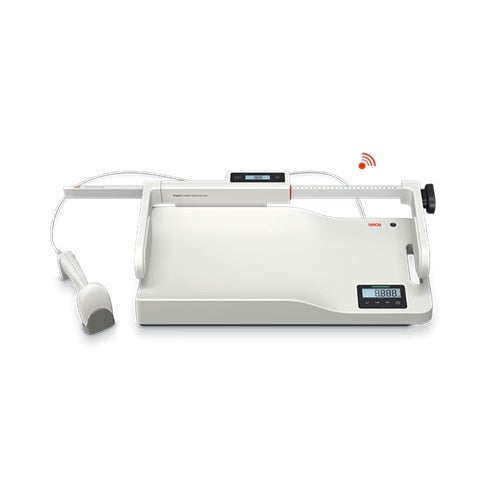Báscula digital para bebés Beracah Medica BMIF con función WLAN y pantalla, sin infantómetro, en color blanco.