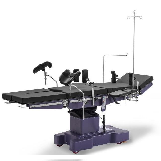 Mesa de operaciones quirúrgica electrohidráulica Creble 2000 de Beracah Medical, con superficie ajustable y controles laterales.