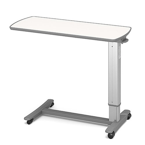 Mesa puente para alimentos de la cama hospitalaria serie KF-1900 de Beracah Medica, superficie plana y estructura metálica robusta.