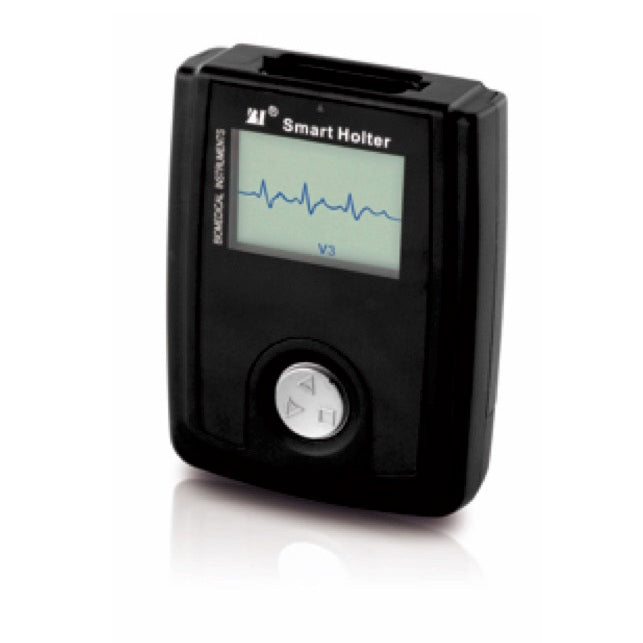 Grabadora de Holter de 3 canales para ECG de Beracah Médica, utilizada para monitoreo cardiaco de 24 a 72 horas